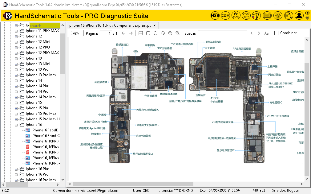 Schematic o Boardview de Apple iPhone Iphone 16 para reparación